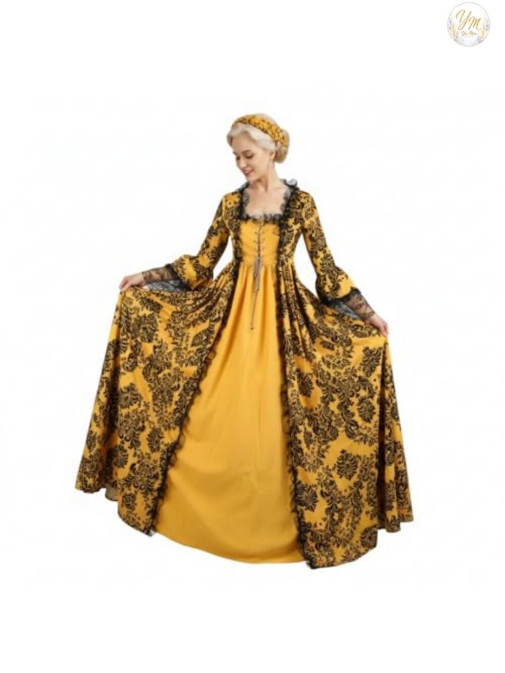 Medieval Queen Costume Dress Lace Satin Victorian Gown
